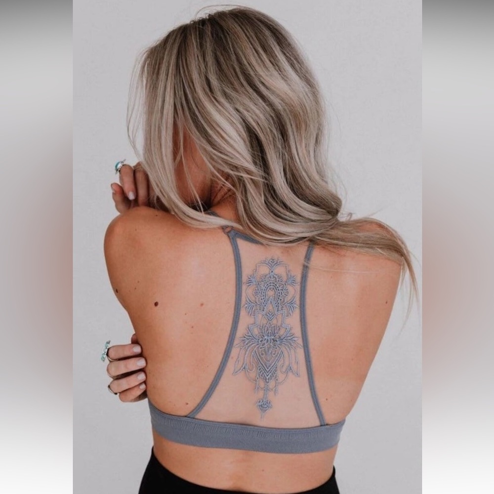 🤍HP🎉Ribbed Deep V Tattoo Illusion Bralette / Bra Top NWT